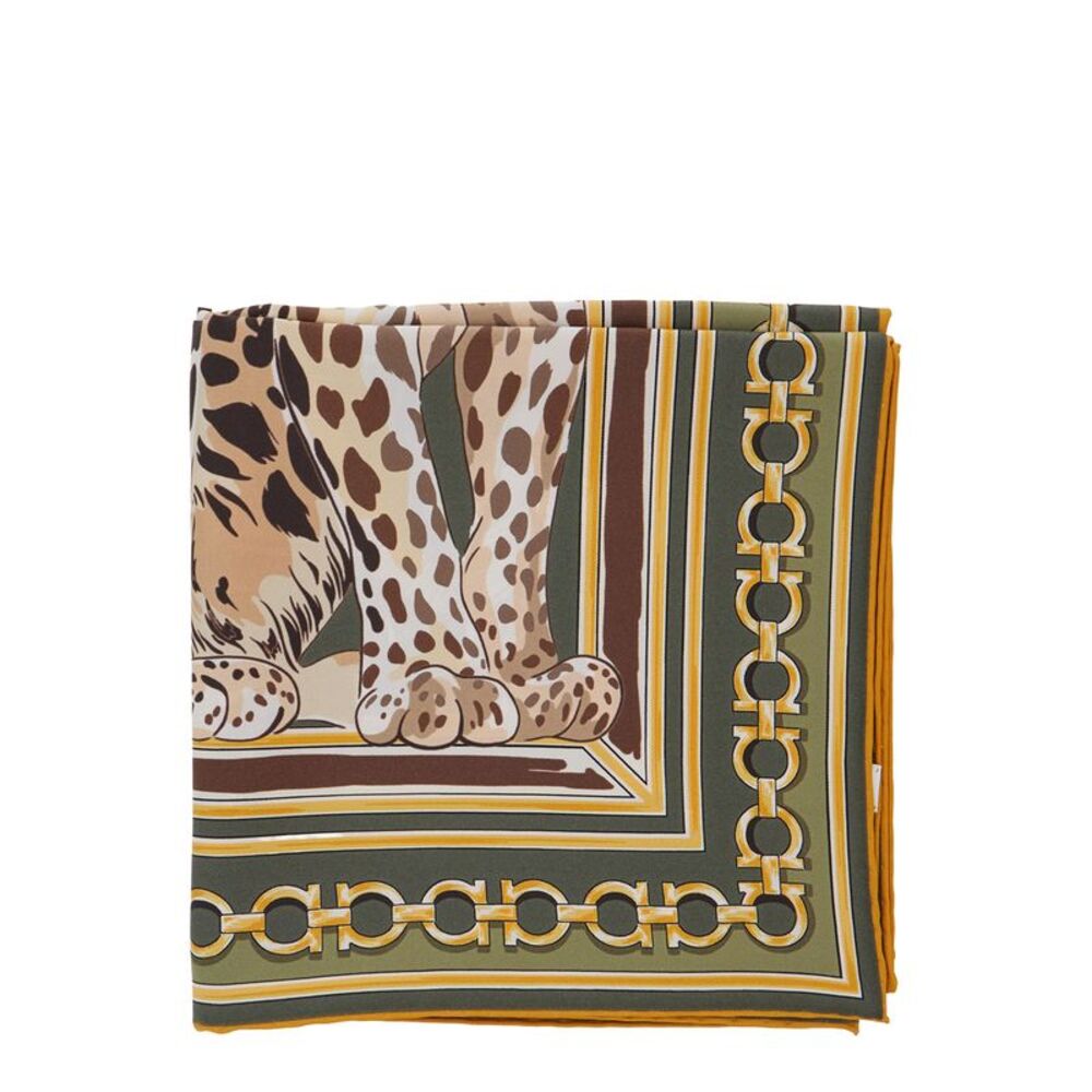 Ferragamo Women Printed Silk Scarf Green Women